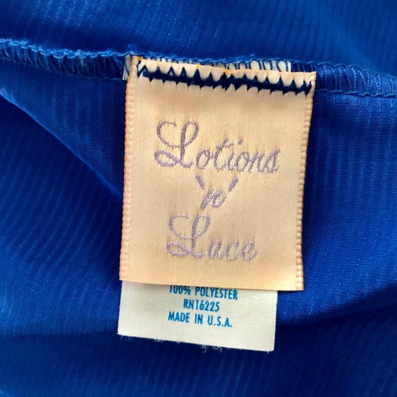 Stunning Vintage Cobalt Blue Lace Tie Front Robe - Picture 4 of 6